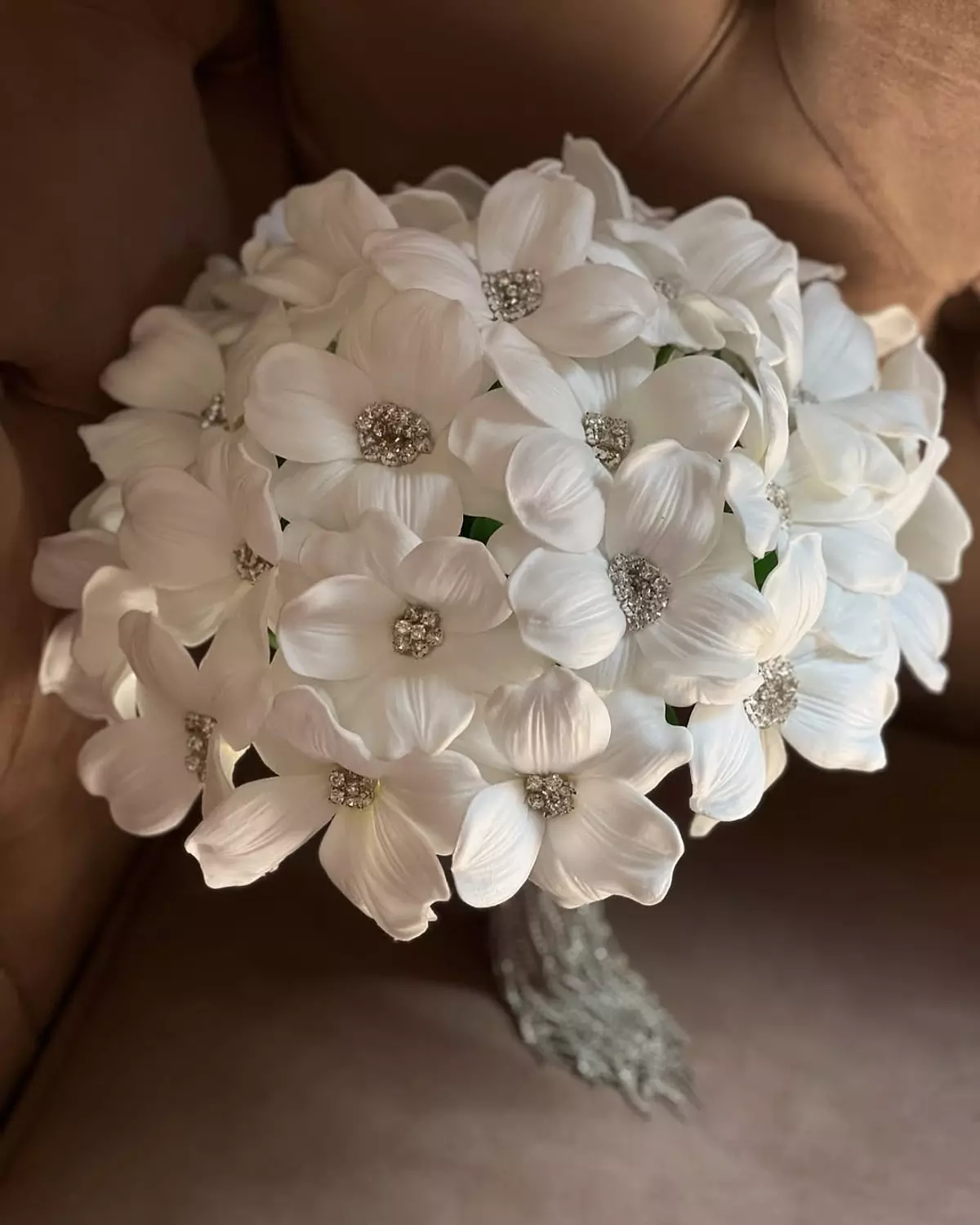 white lily bouquet with crystal image