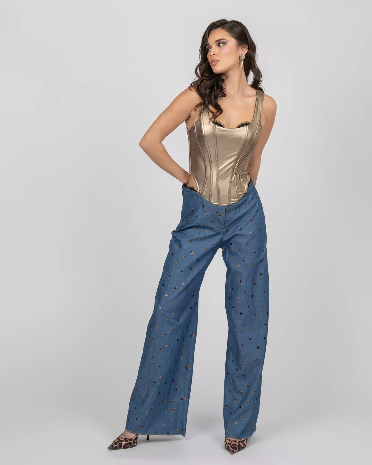 Gold Metallic Corset Jumpsuit 4