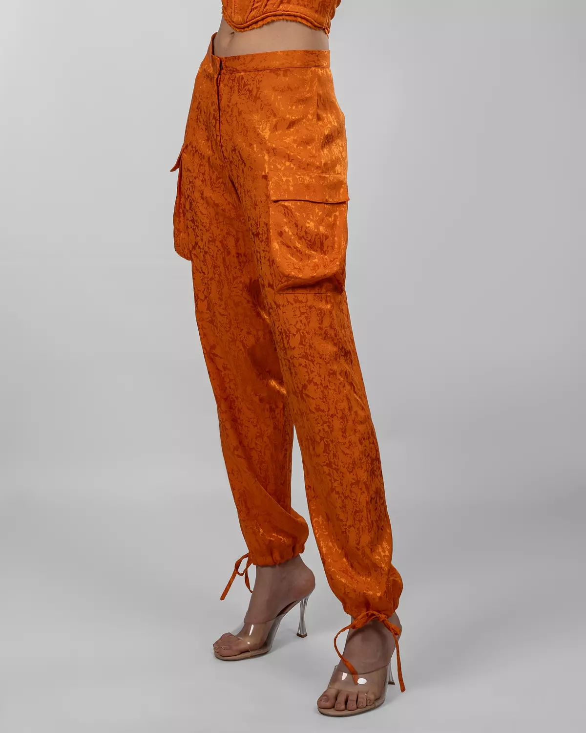 Burnt Orange Textured Cargo Jogger Pants hover image