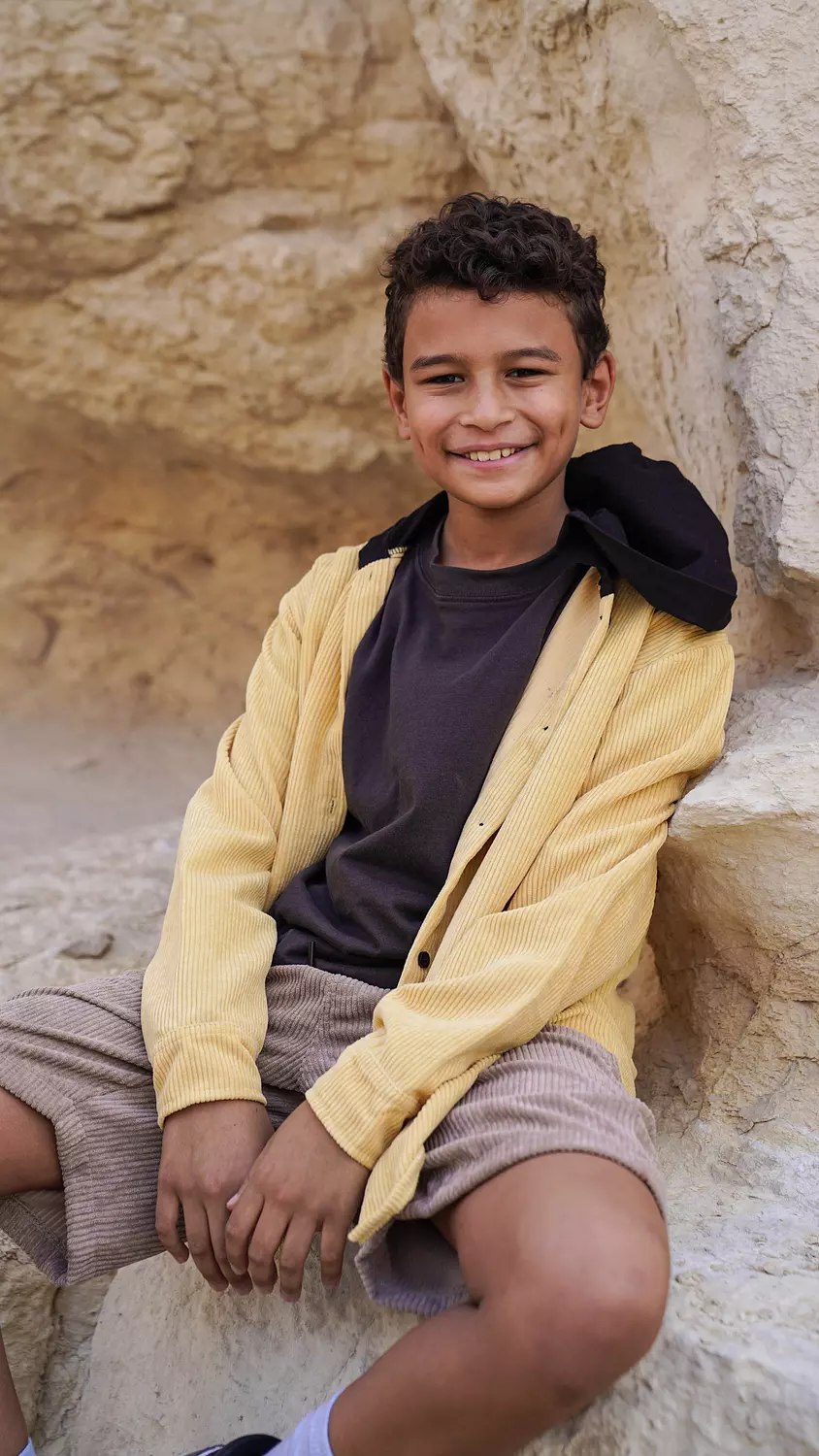 SOUTH CAN Velvet yellow chemise with black hoodie for boys 2