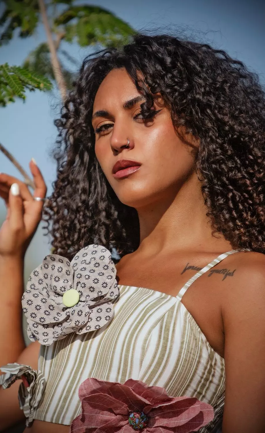 Crop Top w/ 3D Handmade Flowers hover image