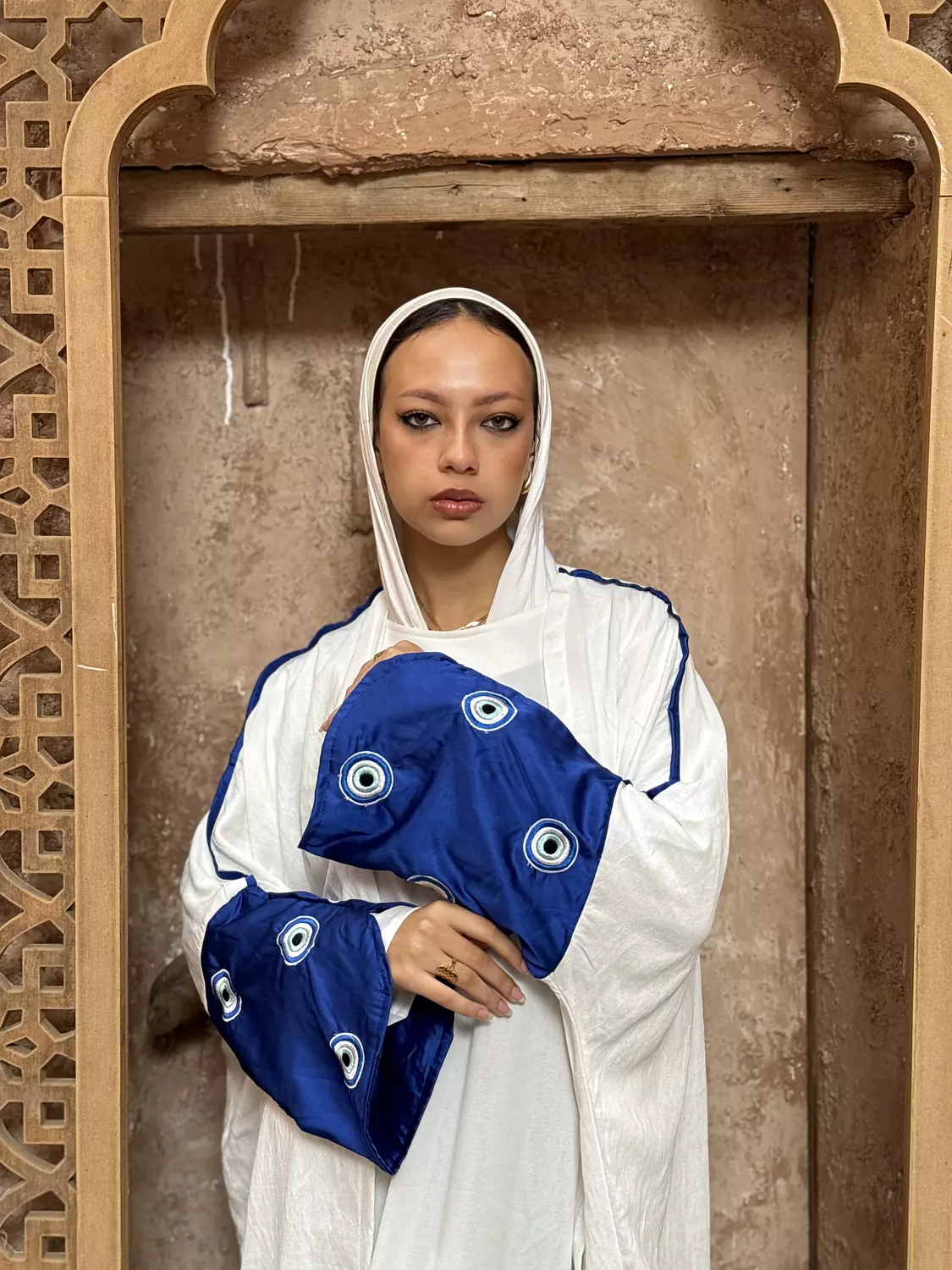 Blue Satin Evil Eye Kaftan 3