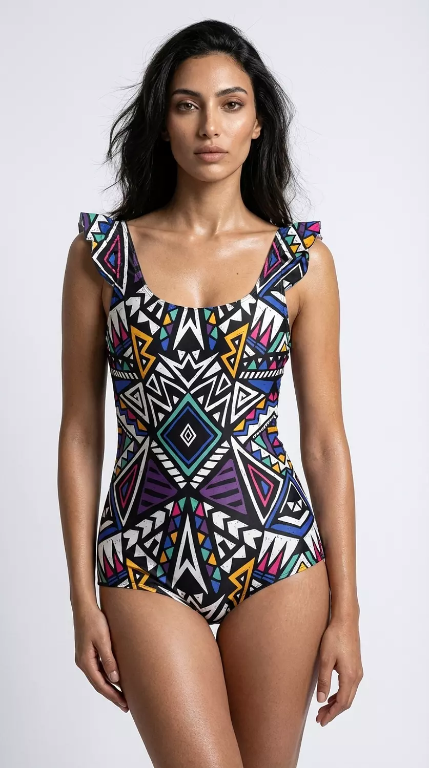 Tribal Double Shoulder Ruffle image