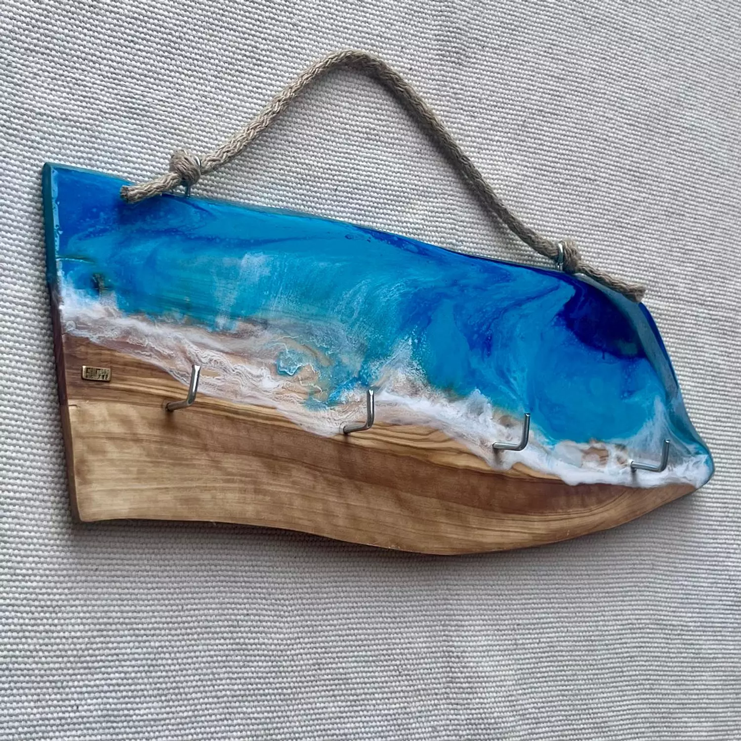 Navy blue/Turquoise Live Edge Key Holder hover image
