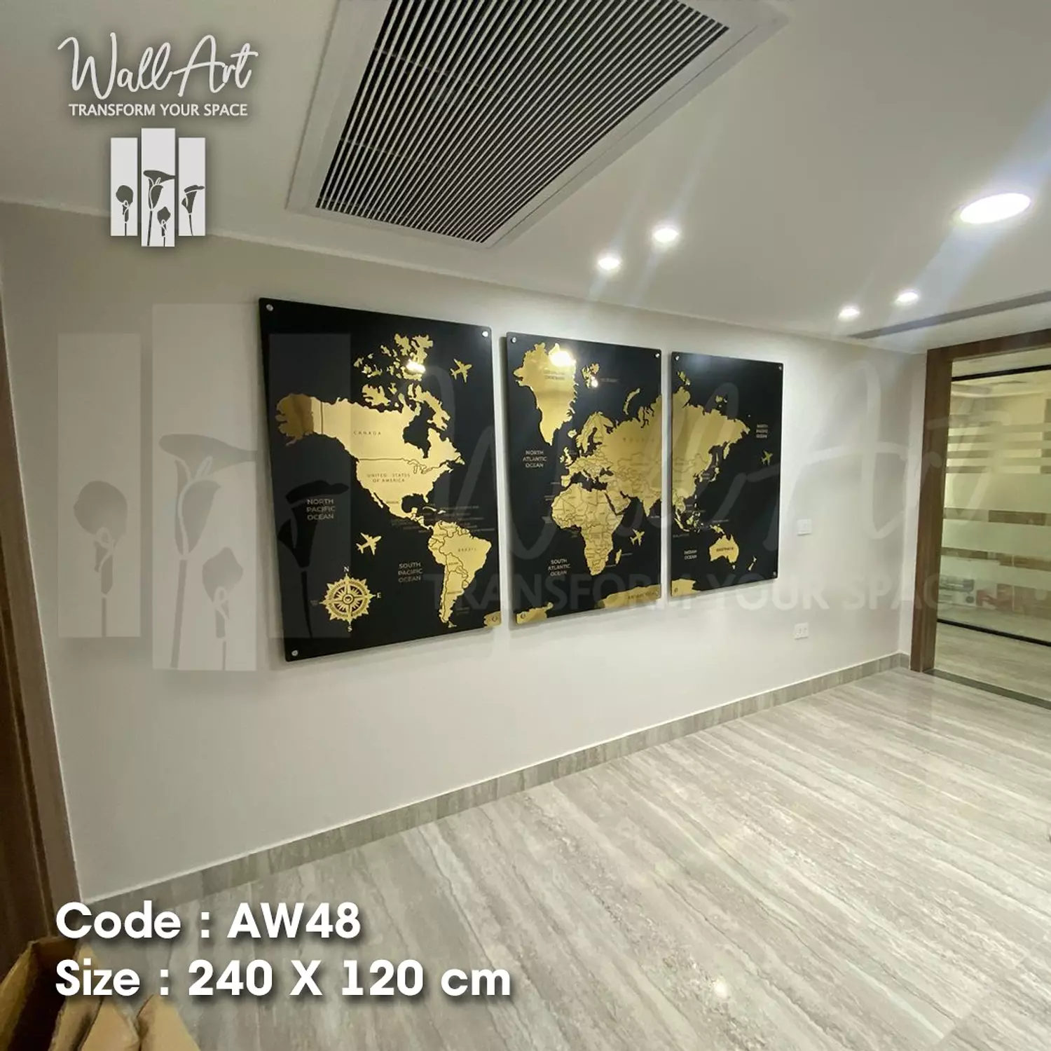AW48-Engraved World Map  3