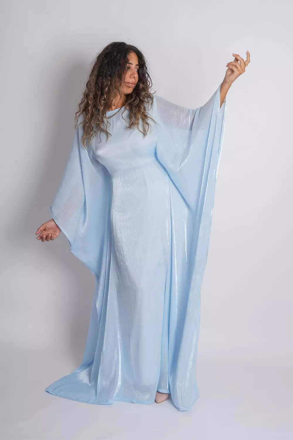 Baby Blue Butterfly Abaya 4