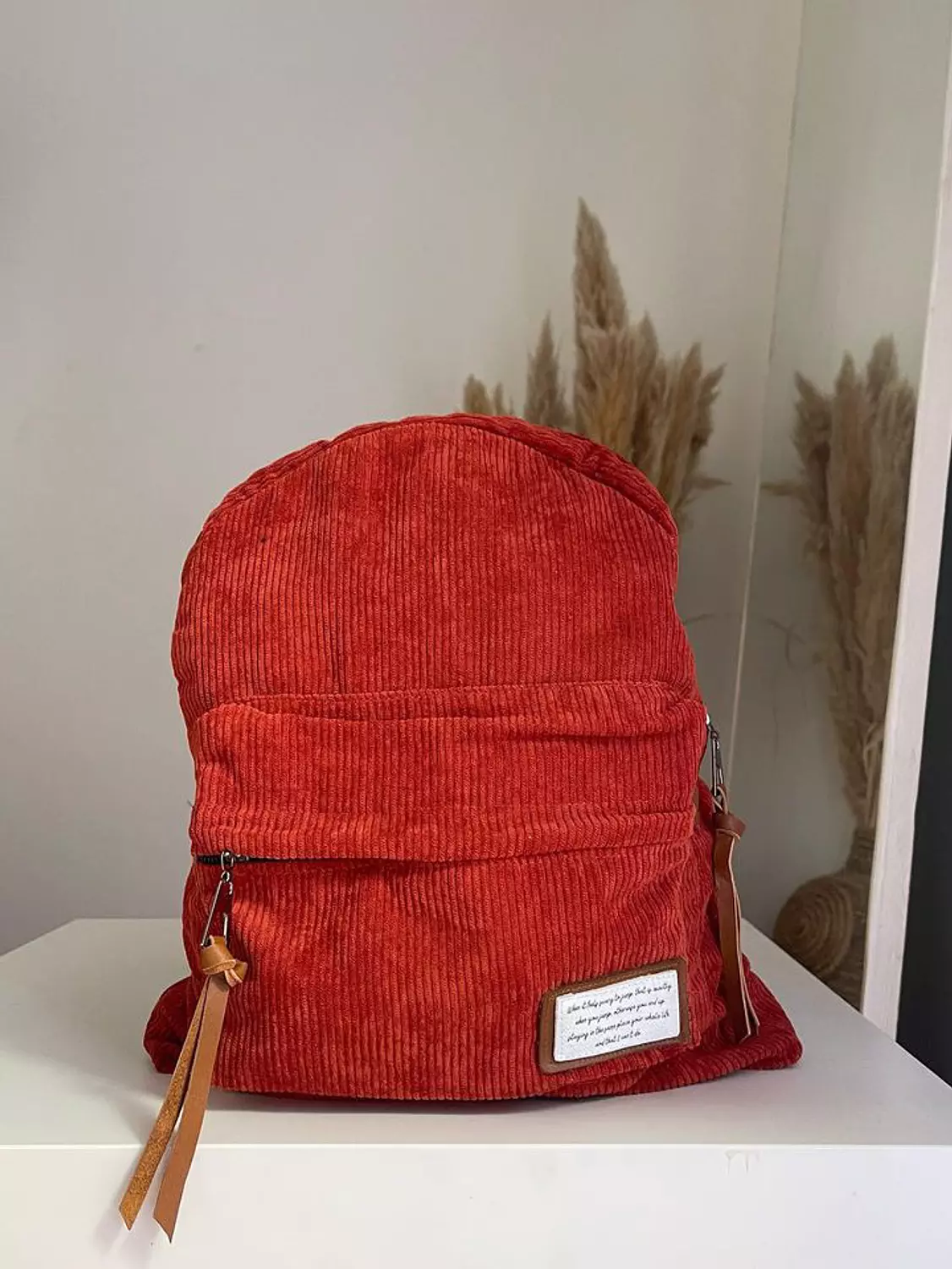 Velvet back bag - red image