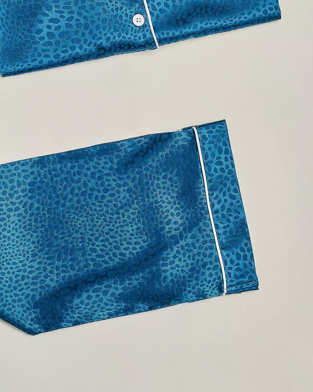 Blue Satin Buttoned PJ Set  2