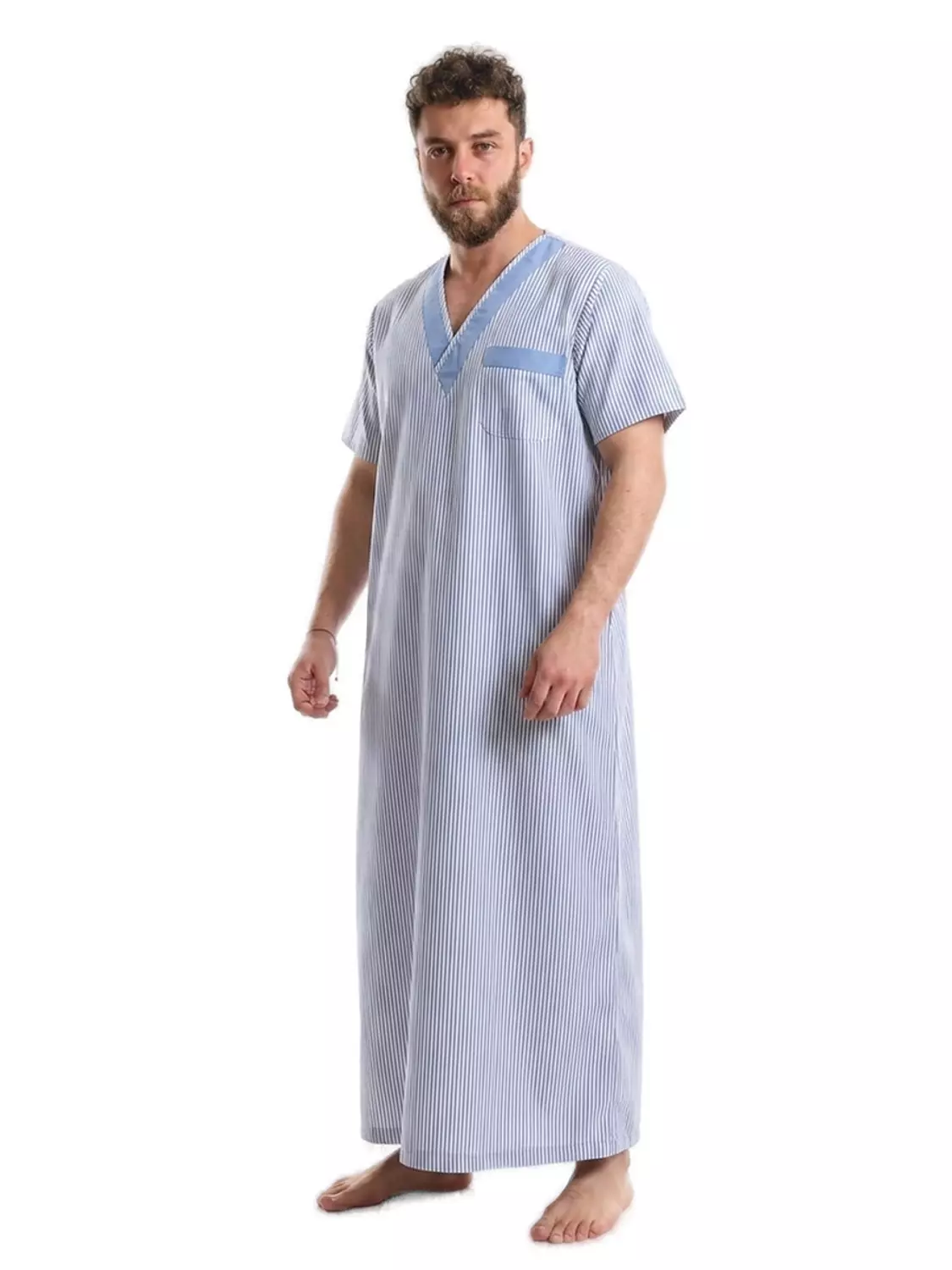 Men's Galabeya Short Sleeves - 2731- Baby Blue 2