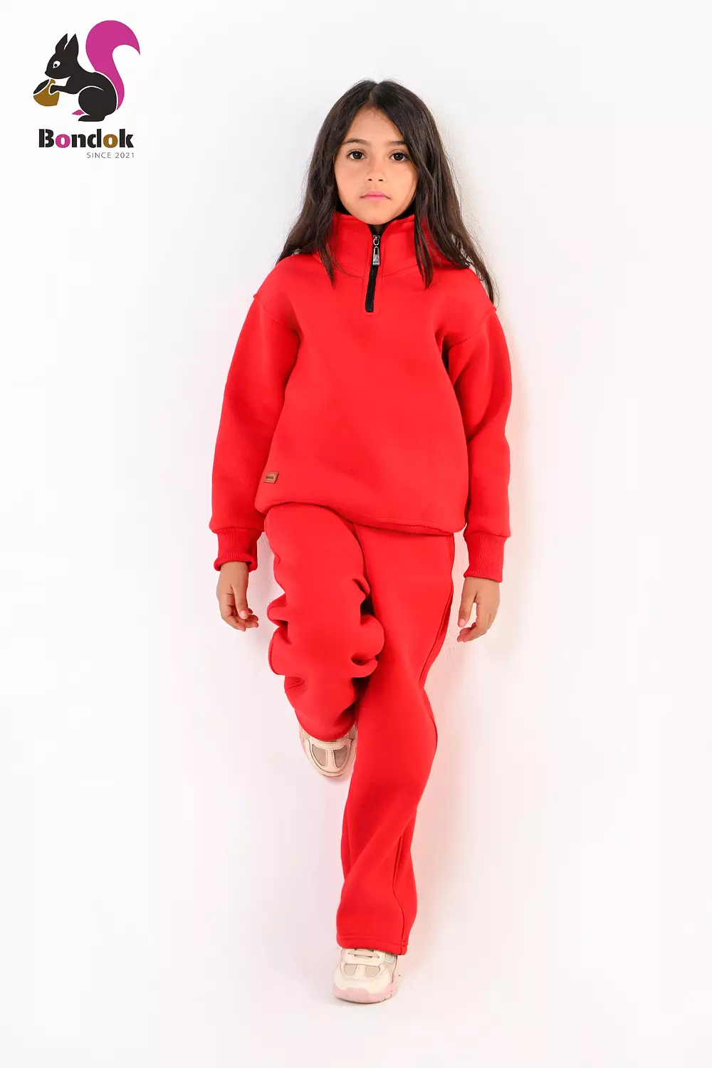 BONDOK Kids Tracksuit Set – Girls¼-Zip Stand-Collar Sweater & Jogger Pants, Comfy Fit – Ages 4–14 6