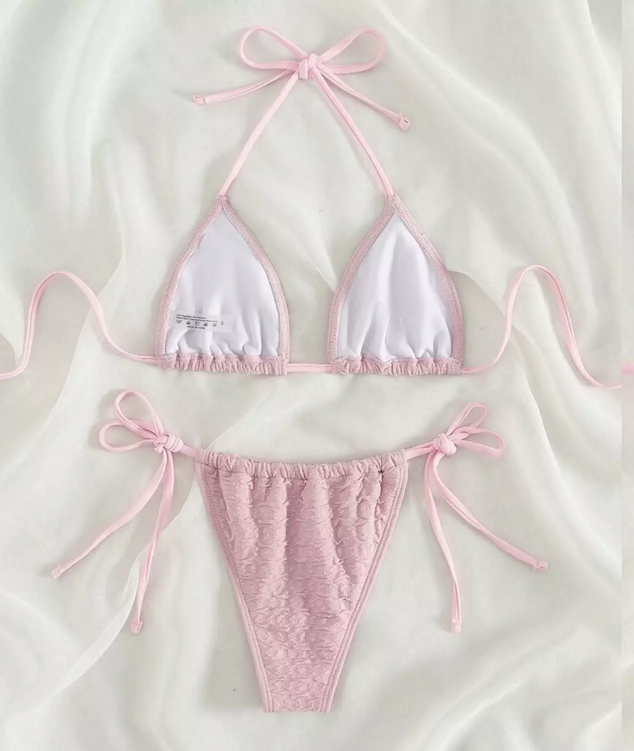 Halter Micro Triangle Tie Side Summer Beach Bikini Set hover image
