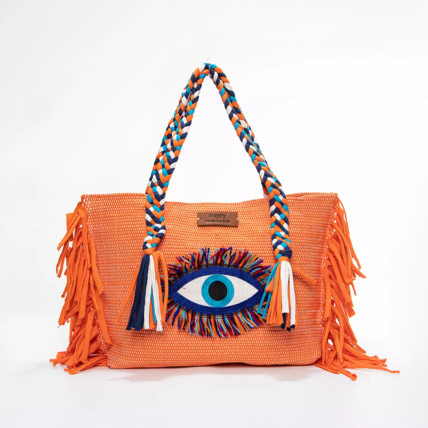 Orange Tote Bag with Evil Eye Badge image
