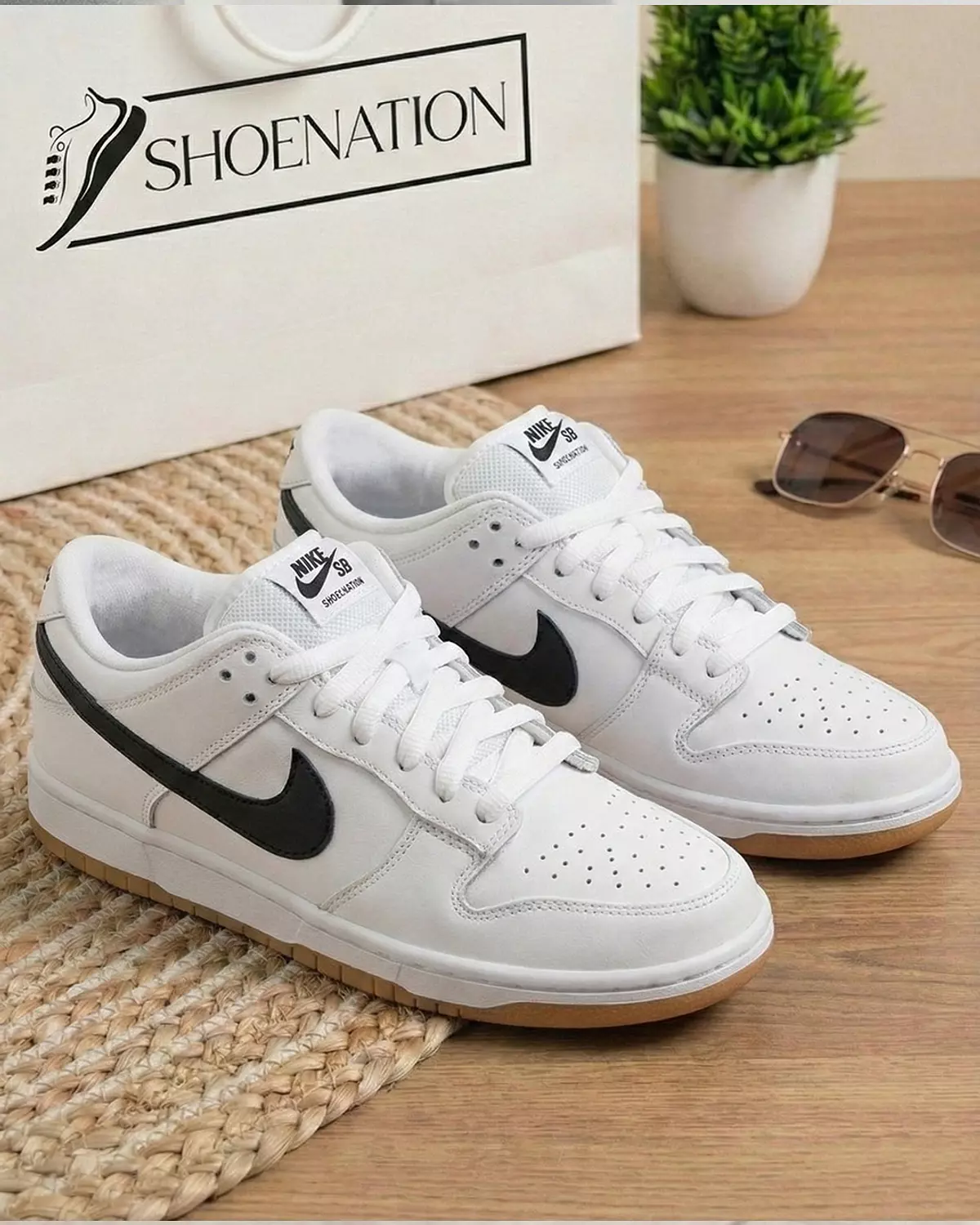 Nike SB Dunk Low White Black Gum 7