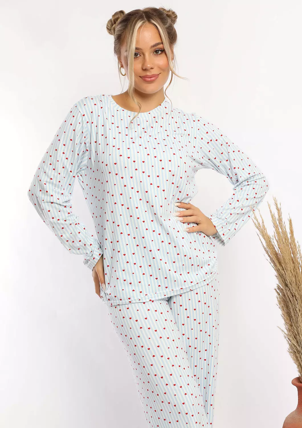 C331 PINK HEARTS LONG SLEEVES PAJAMA SET  3