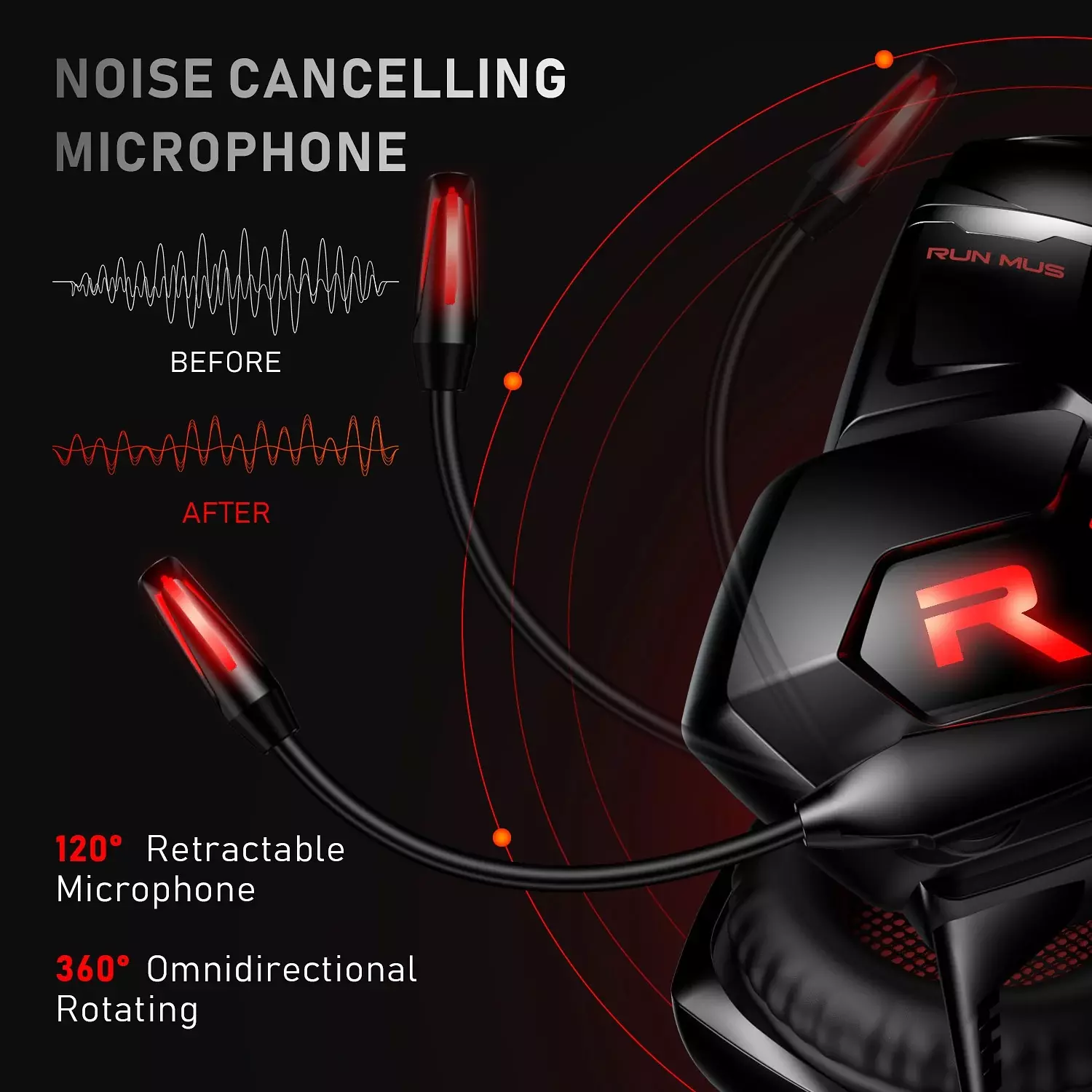 Run-Mus K11 Professional Gaming Headset – Dynamic Sound, Low-Noise Mic 3