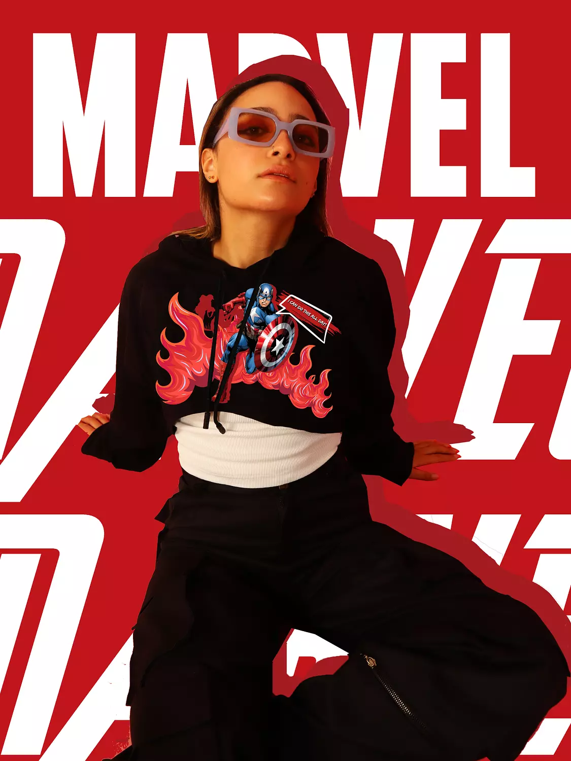 Captain America Cropped Hoodie 1