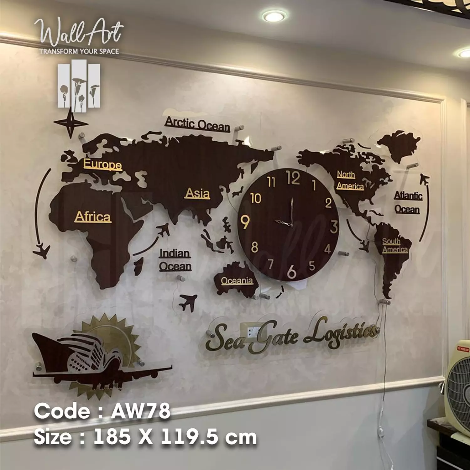 AW78-Lighted Acrylic World Map image