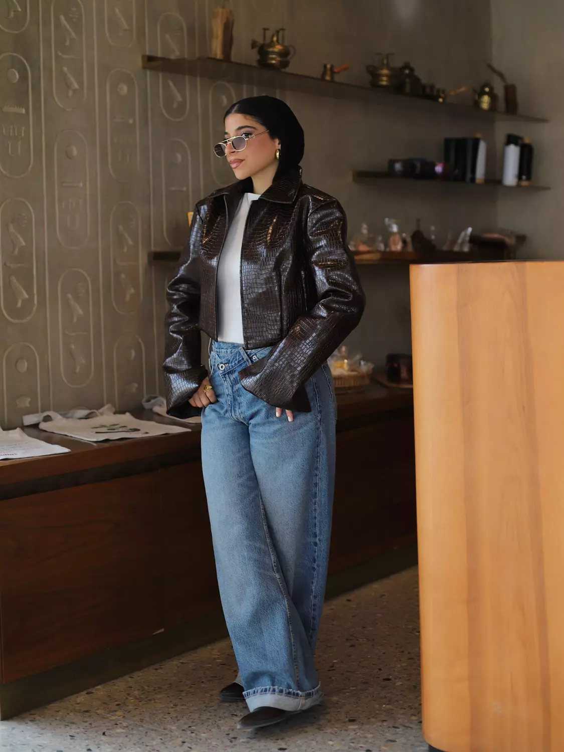 Brown crocodile luxe jacket  4