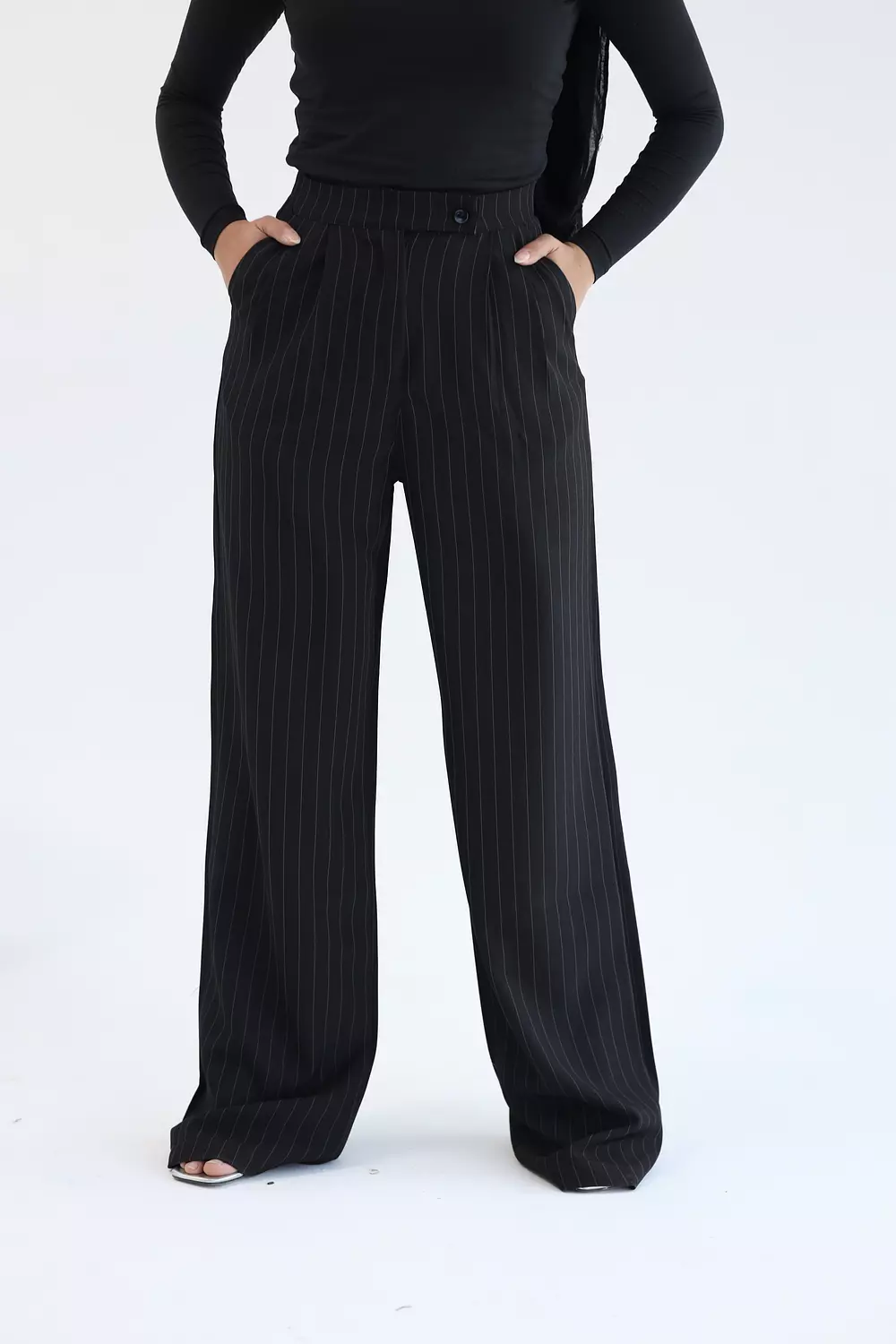 Black striped classic pant image