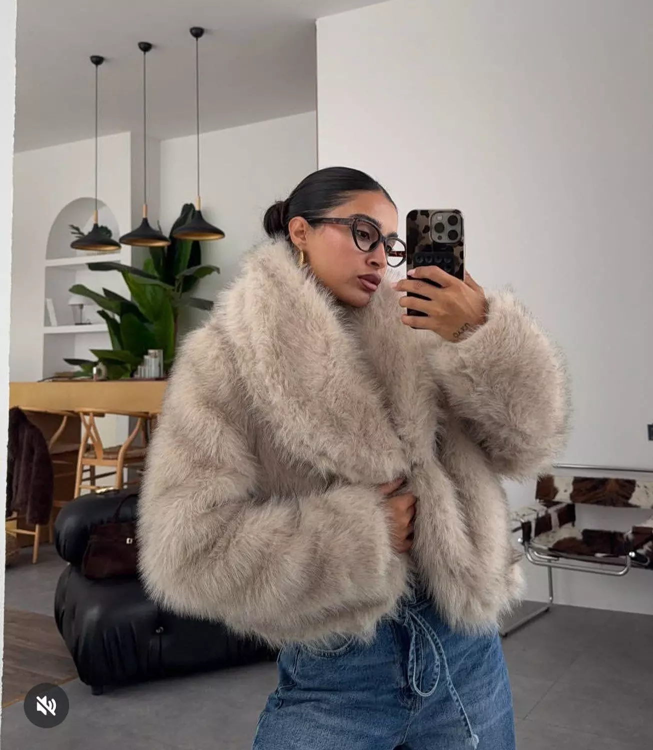 Imported fur jacket with elegant collar  3