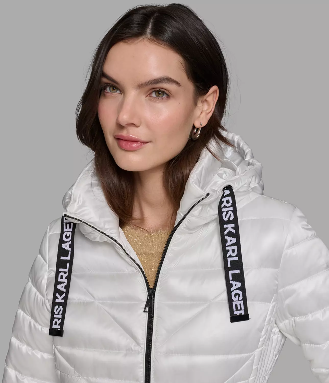 SHORT PUFFER JACKET WITH LOGO  k  hover image