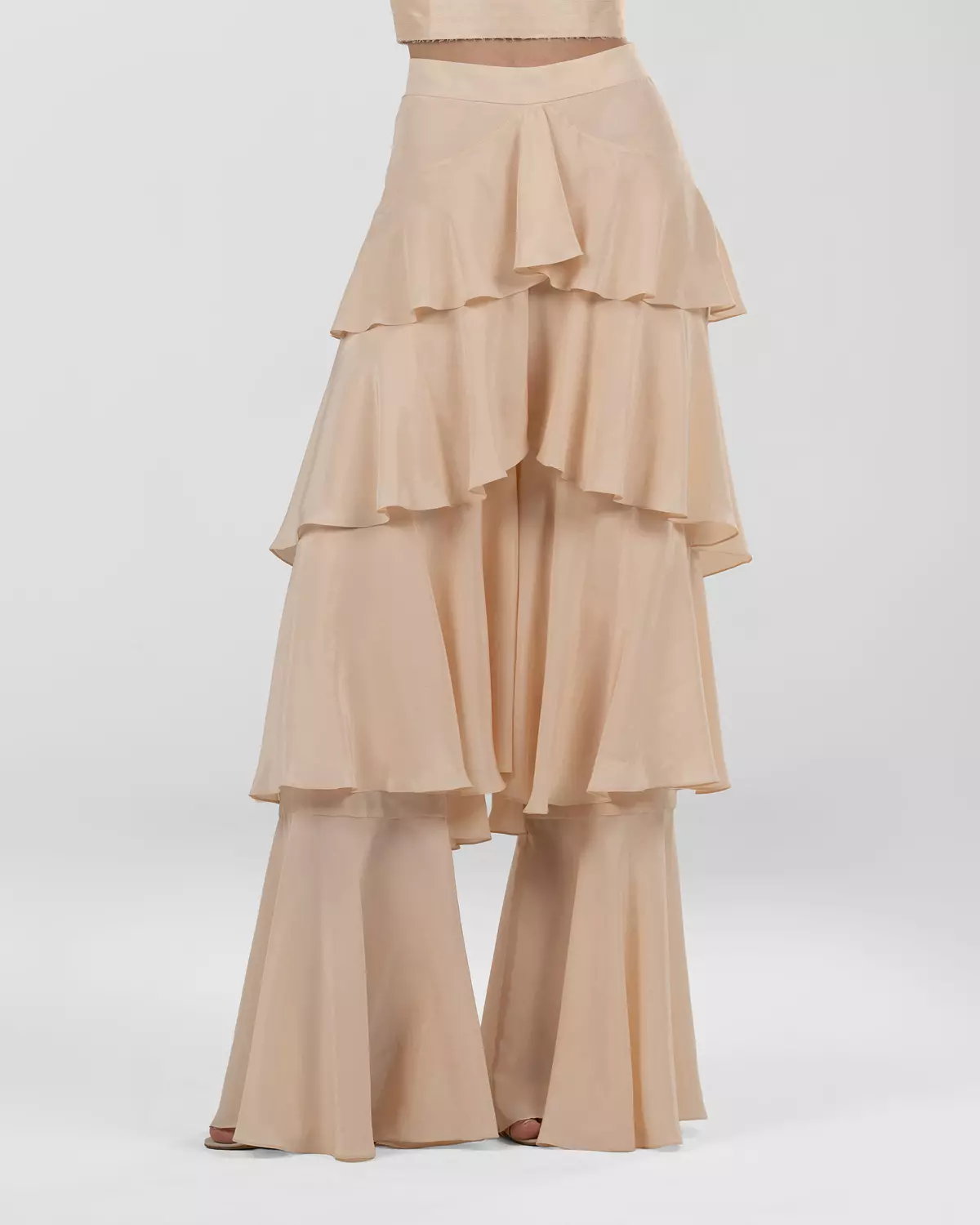  Chic Peach Ruffled Wide-Leg Silk Pants 6