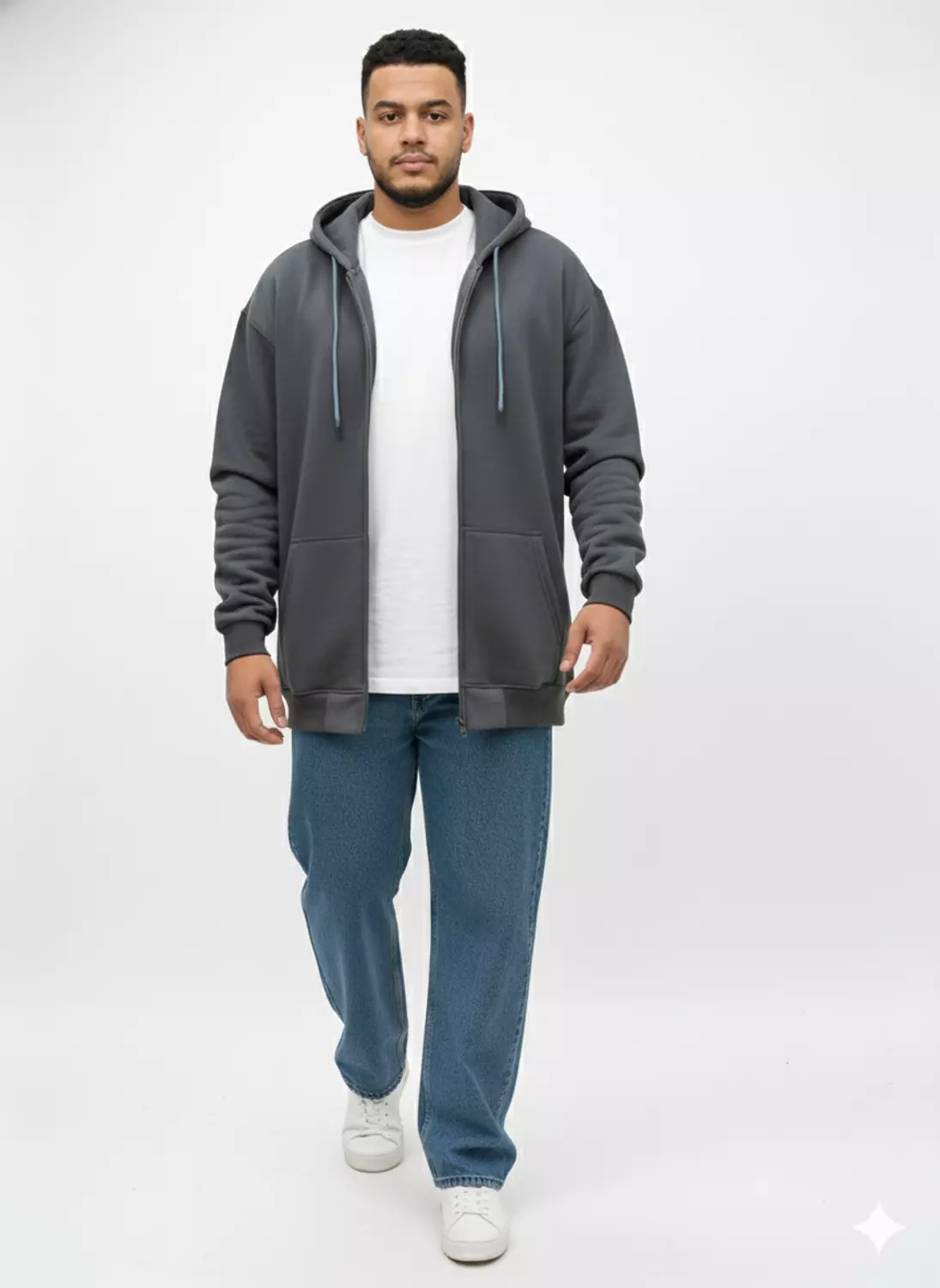 Unisex Plus Size Daily Comfort Full-Zip Hoodie 12