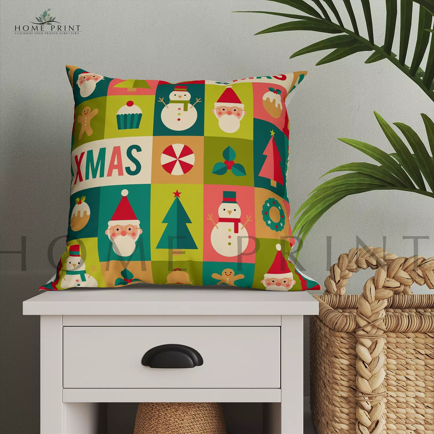 Christmas Cushion  - Different Christmas Shapes - Multi color Pattern image