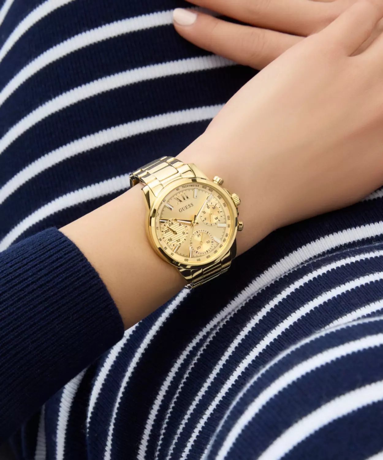 GUESS Ladies Gold Tone Multi-function Watch 6