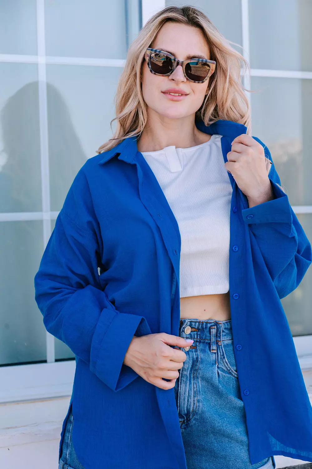 Basic Linen chemise - Blue image