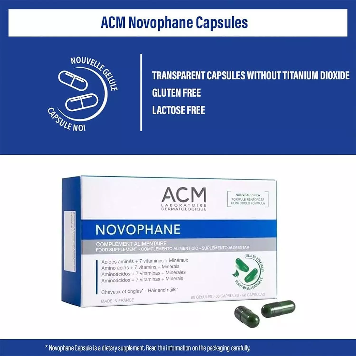 ACM Laboratoire Novophane Hair & Nails Food Supplement Capsules x60 2