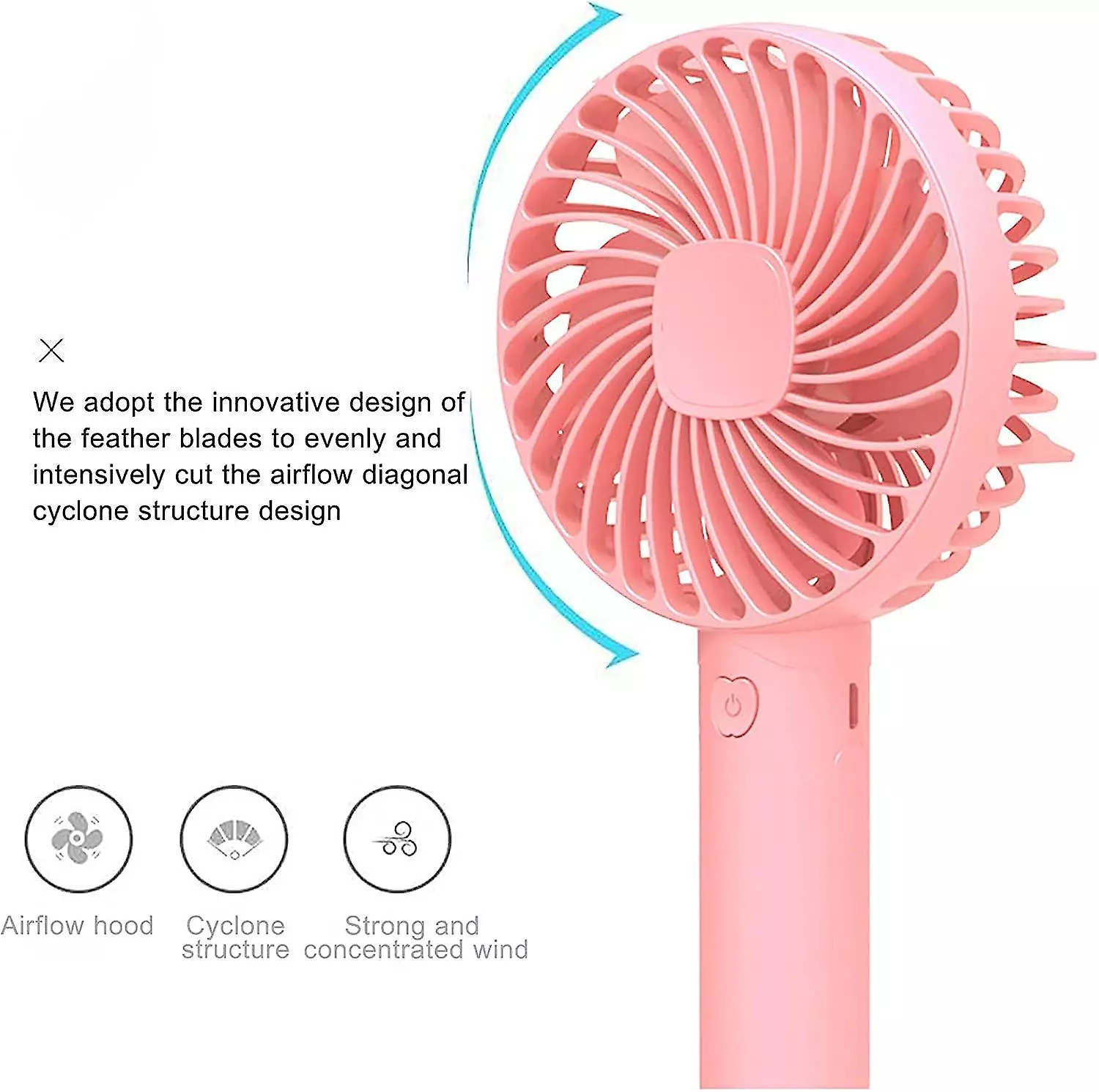 SS-2 Rechargeable Handheld Fan - 3 Speeds - pink 4