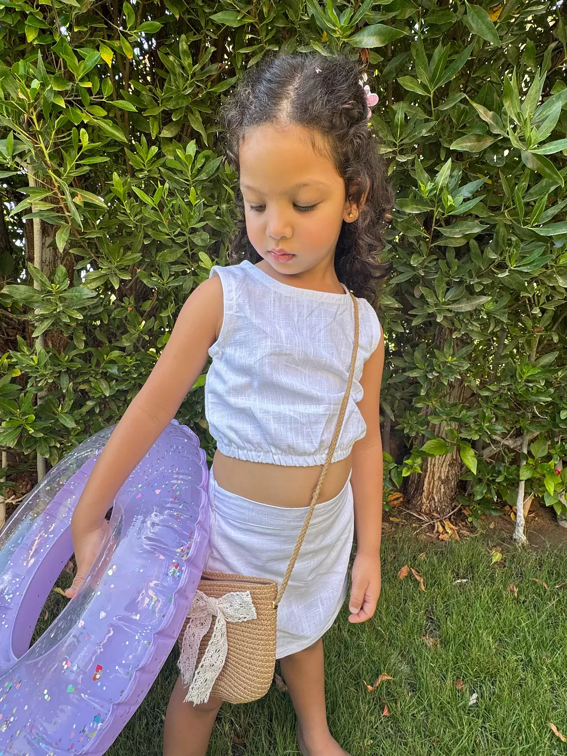 Skirt linen Set in white 2