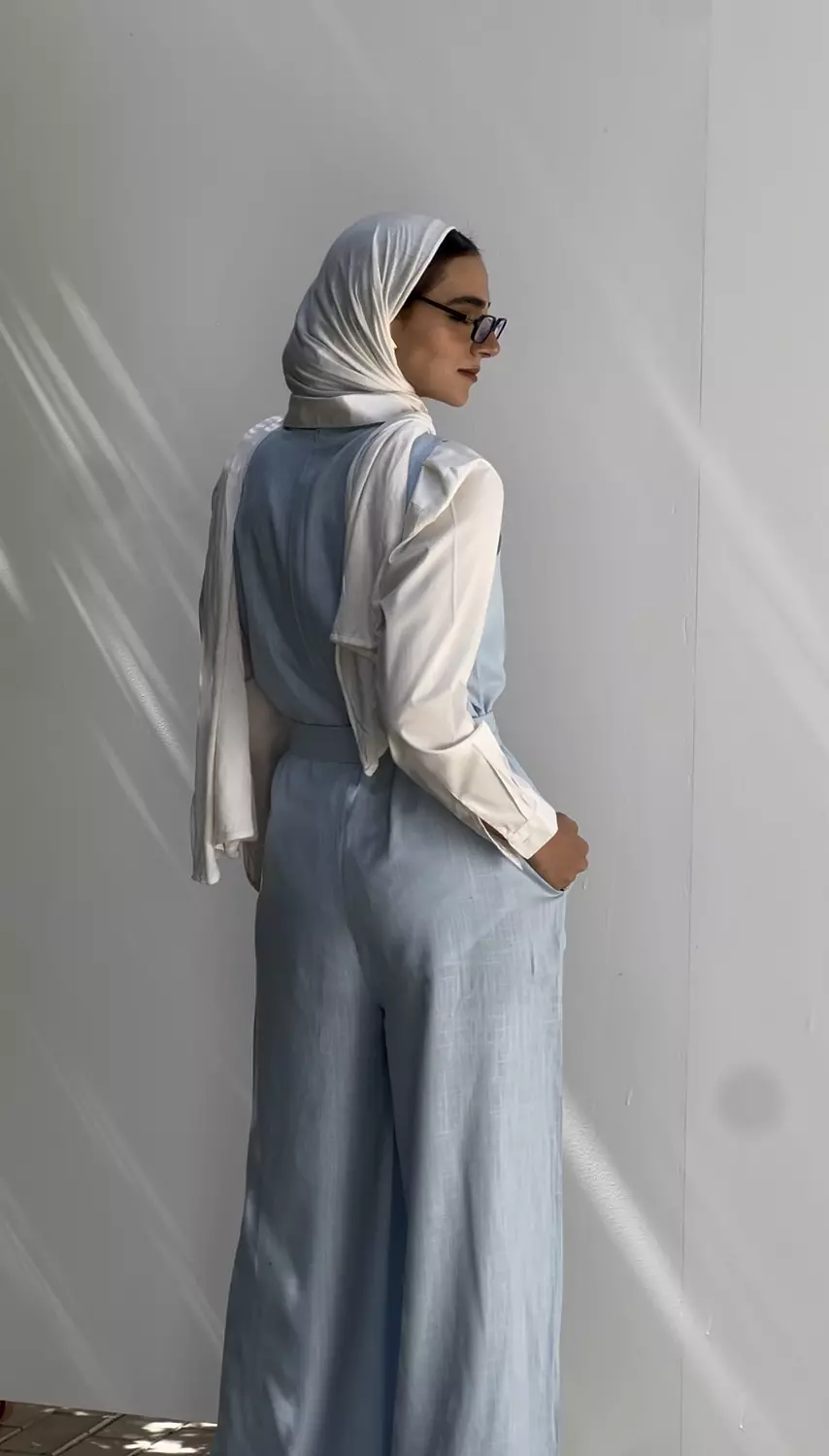 Linen Jumpsuit in sky blue 1