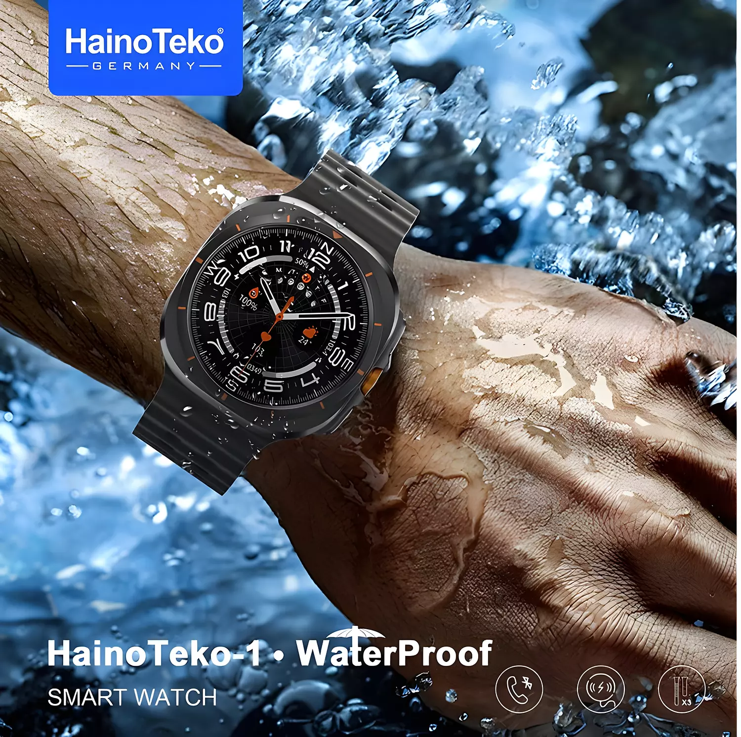 HainoTeko-1 Smart watch, AMOLED Display, Water Resistant, 3 Interchangeable Straps 3