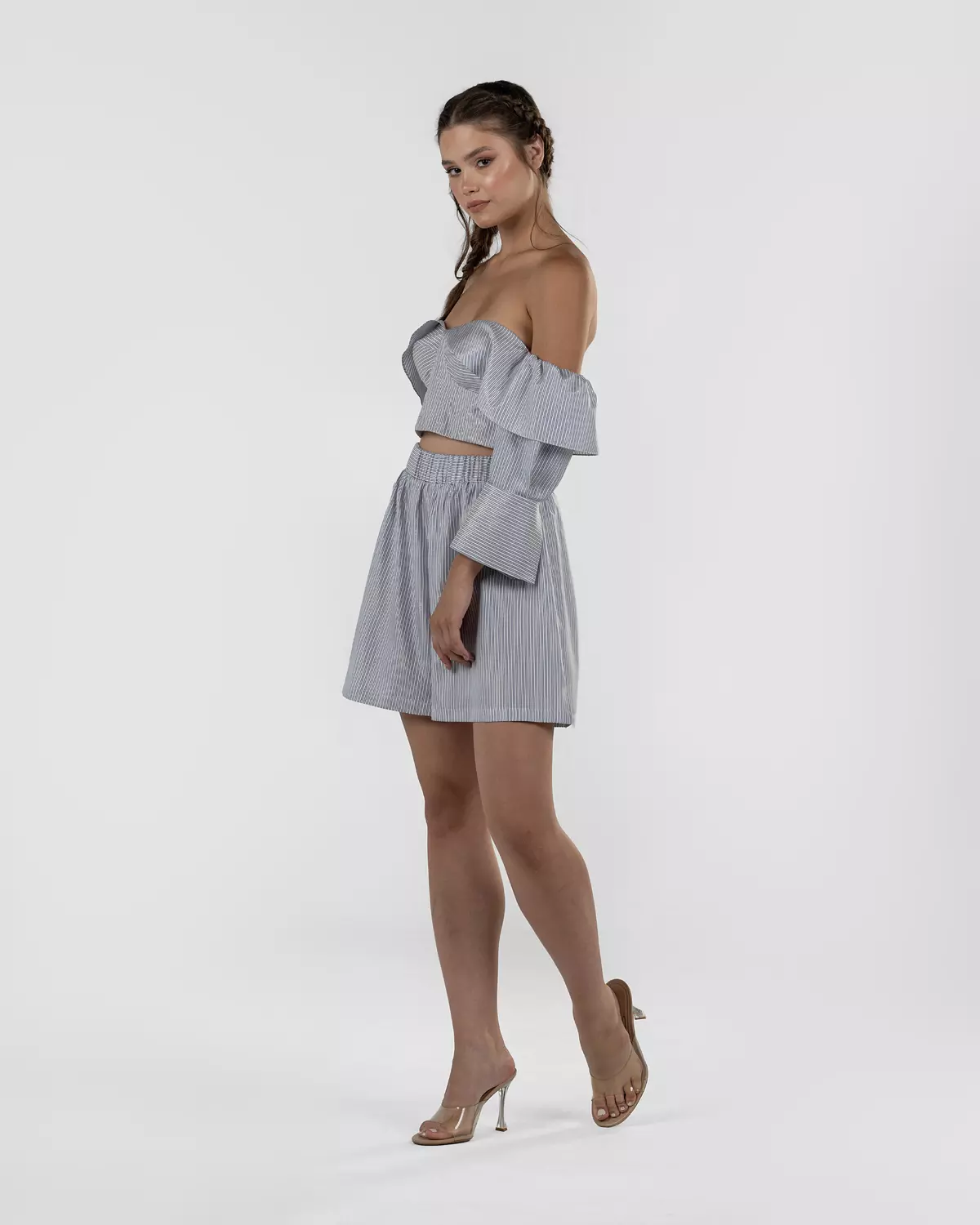 Refined Off-Shoulder Striped Corset Top 6