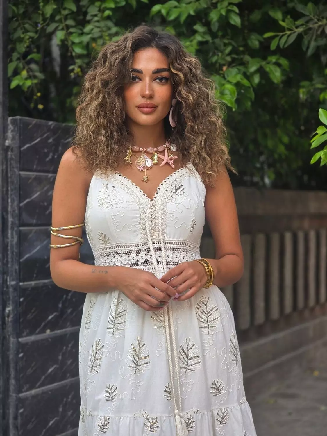 Créme embroidered dress  hover image