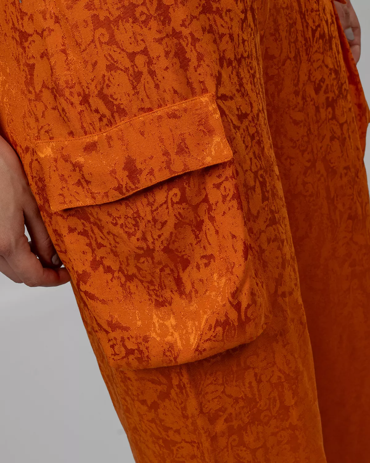 Burnt Orange Textured Cargo Jogger Pants 4