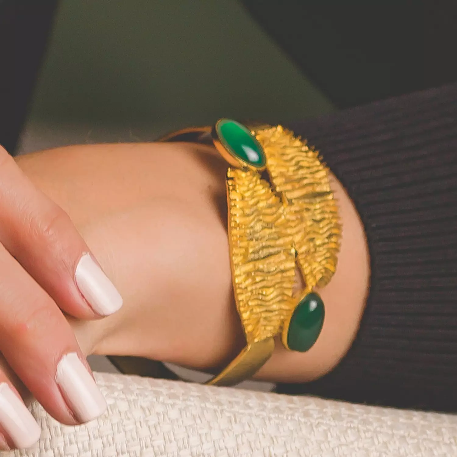 Allure Cuff Copper Gold-Stone Green