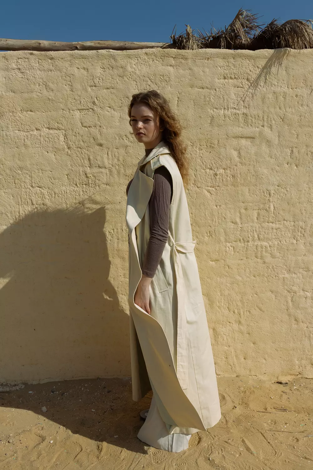 Long Gabardine vest - butter yellow