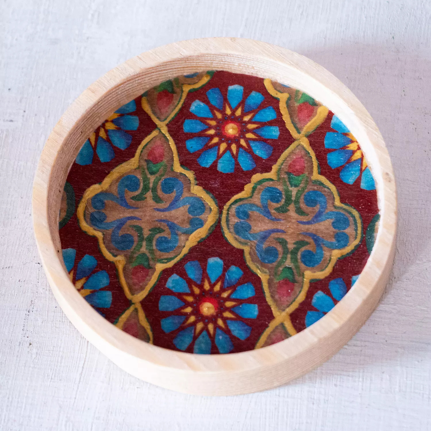 Arabesque Glass Cup Wooden Coaster - Per Piece 4