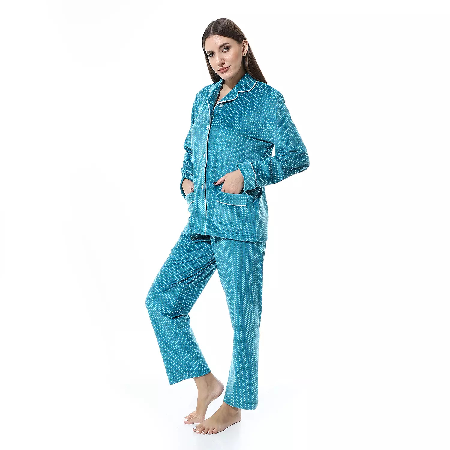 Women Classic Fleece PJ - 2505 - Dark Turquoise 2
