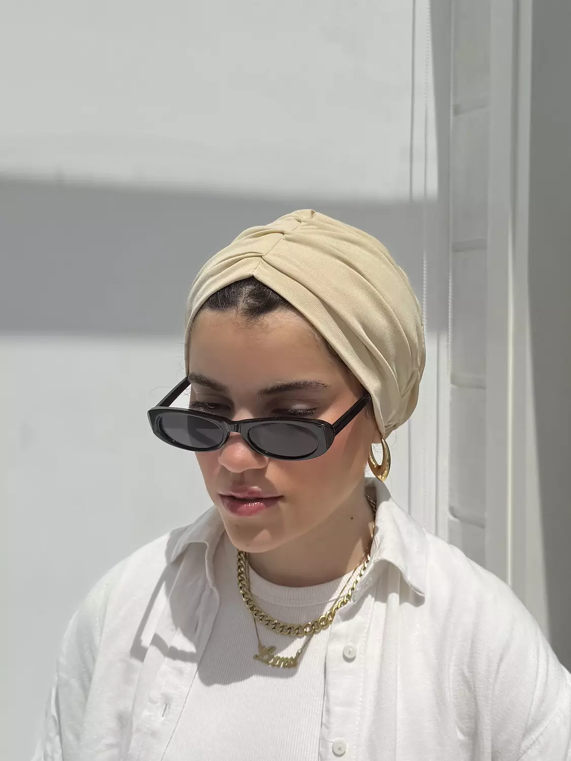 The creamy beige turban 2