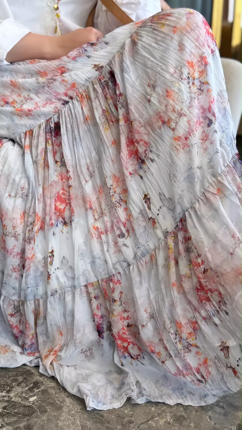 Fiora Skirt in soft Sky Floral 3