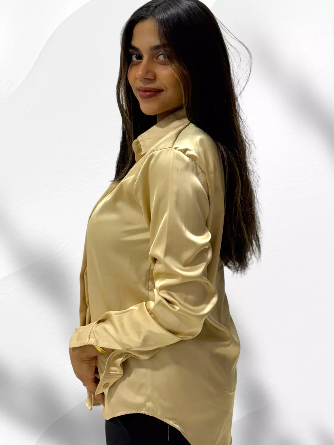 Fashion Satin Shirt- Gold 3