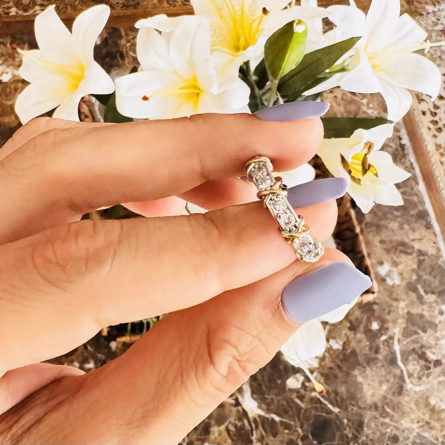 XO double tone zircon ring 4