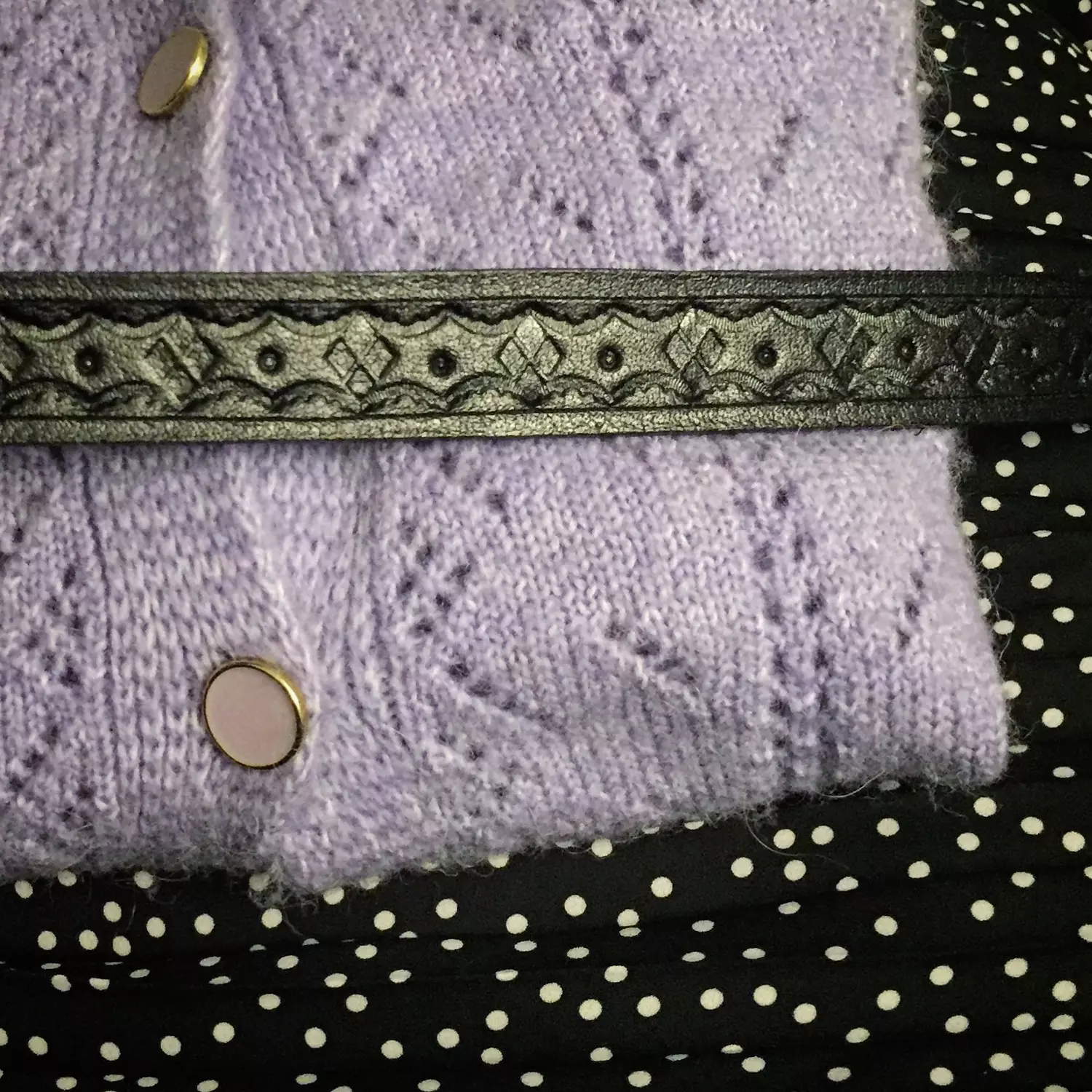 Tooled leather belt - diamond hover image