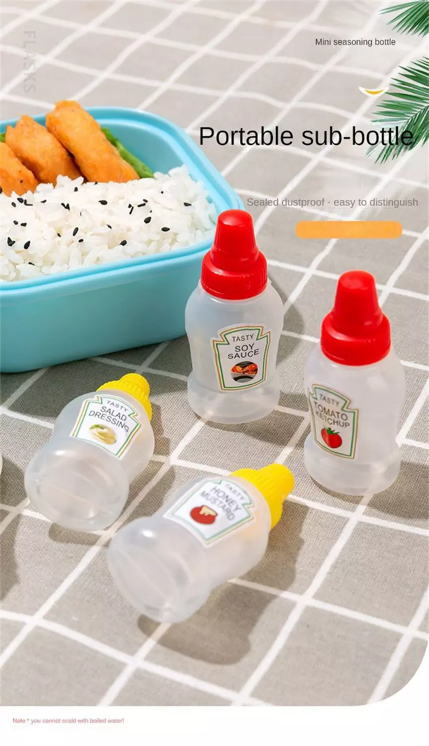 2 pcs Set 25ML Mini Sauce Bottle Portable 5