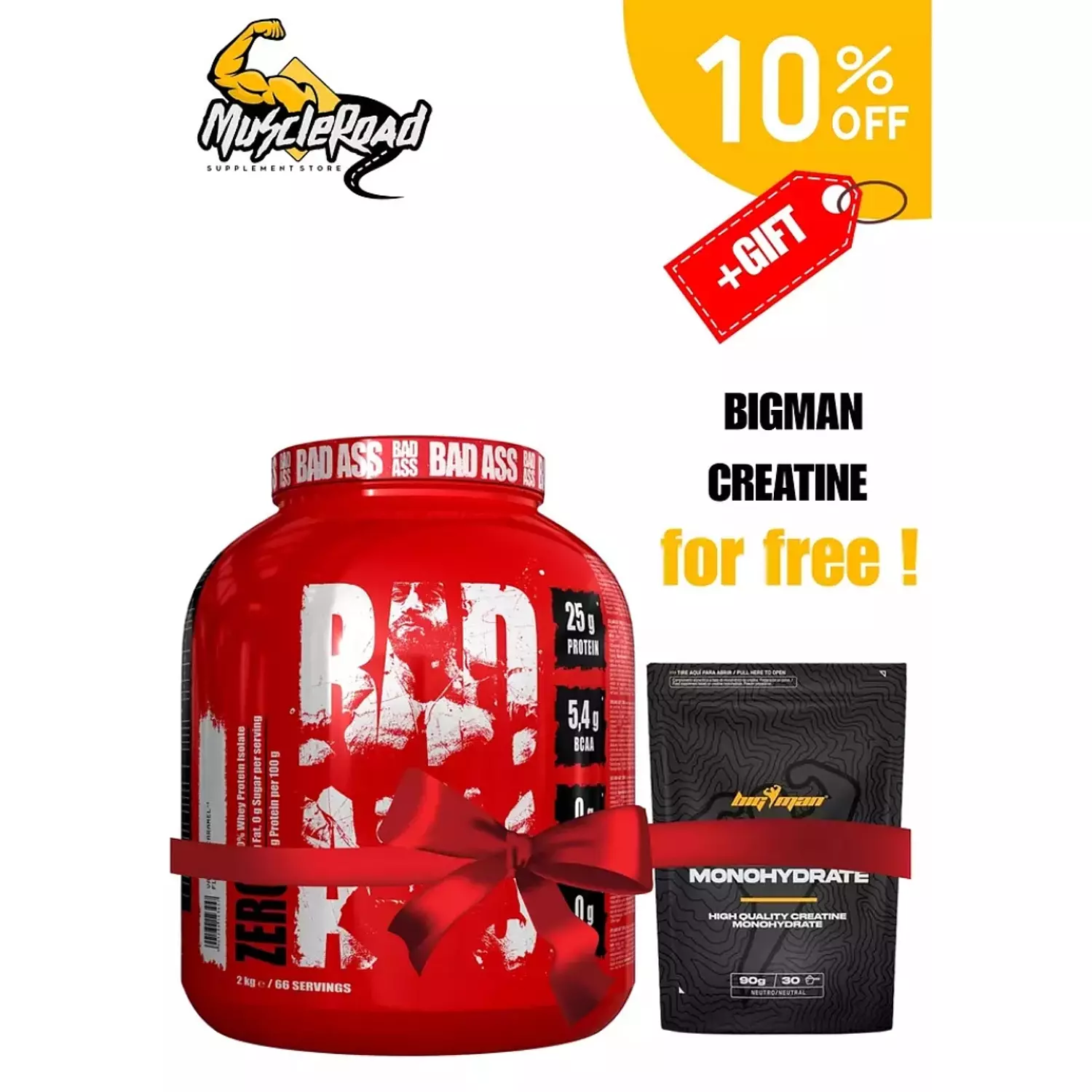 Whey Protein Zero Bad Ass + Free Big Man Creatine (30 Servings) image