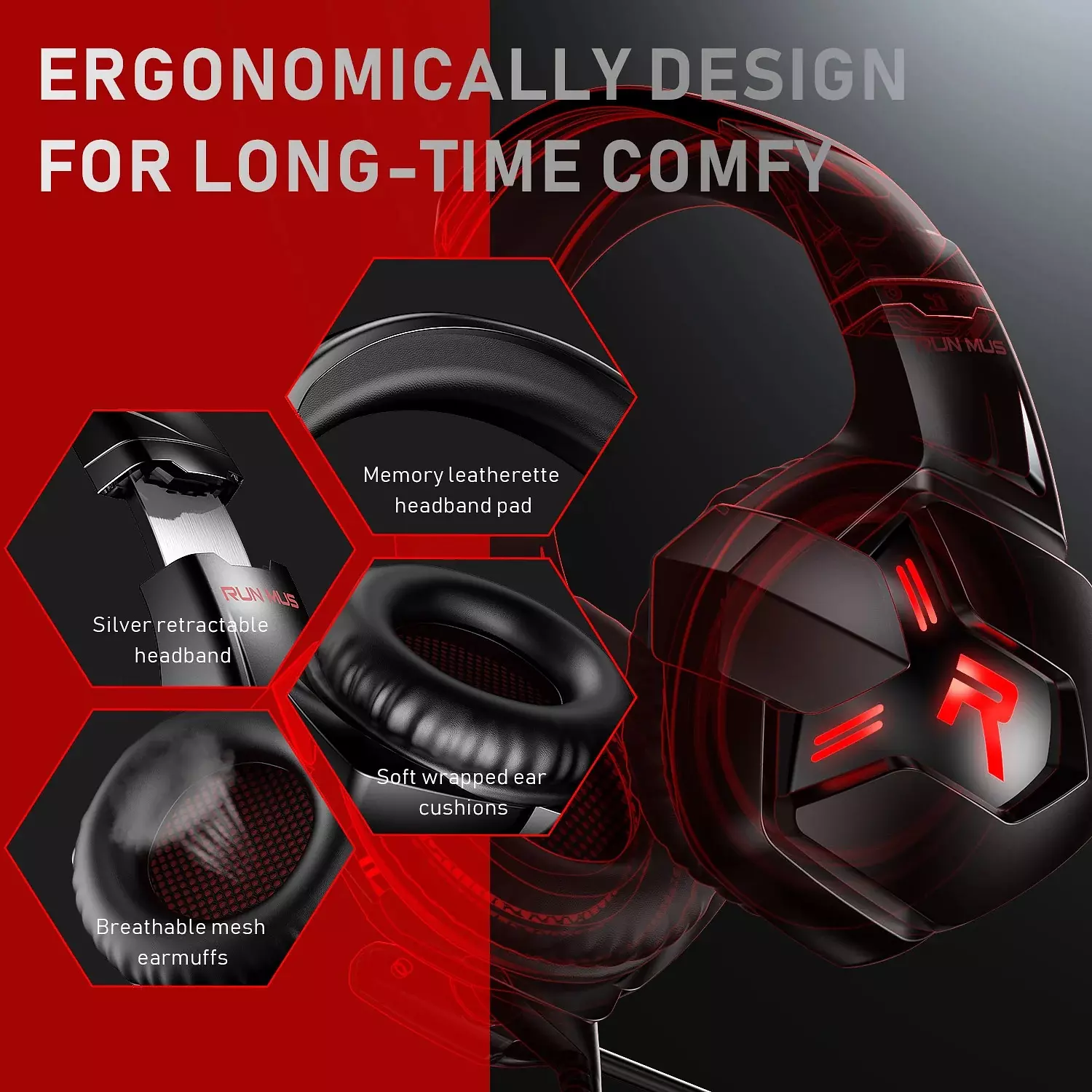 Run-Mus K11 Professional Gaming Headset – Dynamic Sound, Low-Noise Mic 4